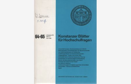 Konstanzer Blätter für Hochschulfragen.   - Jahrgang XVII. Heft 3-4. Juni 1980.