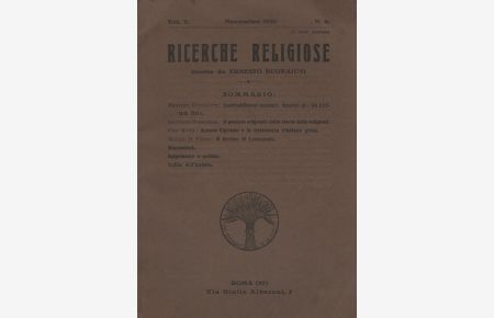 Ricerche Religiose.   - Vol.V., N. 6.