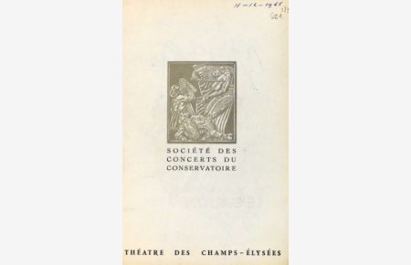 [Programmheft] Société des Concerts du Conservatoire. Henryk Szeryng. Direction [de l'orchestre] Serge Baudo