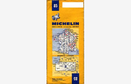 Pneu Michelin 85 ; Biarritz - Luchon  - Carte A 1 / 2000 000 - 1 cm 2 km - avec relief