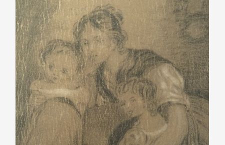 Mutter mit Kindern. Bleistift- und Kohlezeichnung auf stärkerem Papier. Um 1780 (?). 19, 5 x 21 cm.