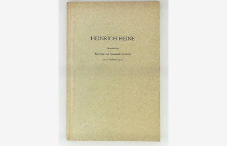 Gedenkfeier aus Anlass des 100 Todestages von Heinrich Heine im Deutschen Schauspielhaus, Freitag, den 17. Februar 1956