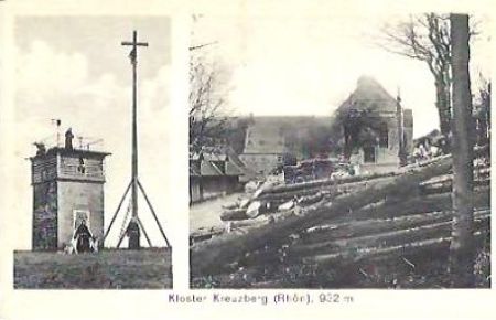 Kloster Kreuzberg (Rhön), 932 m.   - Lichtdruck-Ansichtskarte mit 2 Bildern nach Fotos.