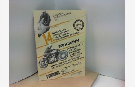 Veteranen Fahrzeug Verband 14. Historischer Rennmaschinen Grand Prix im Motodrom Hockenheim PROGRAMM 11. - 12. September 1992