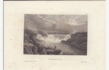 Der Niagara-Fall. Stahlstich von 1834.
