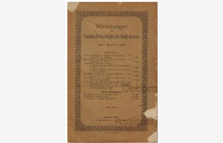 Mitteilungen des Vereins für Geschichte der Stadt Meissen. Des 3. Bandes 3. Heft.