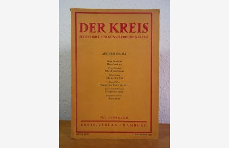 Der Kreis. Zeitschrift für künstlerische Kultur. VIII. Jahrgang, Heft 11, November 1931