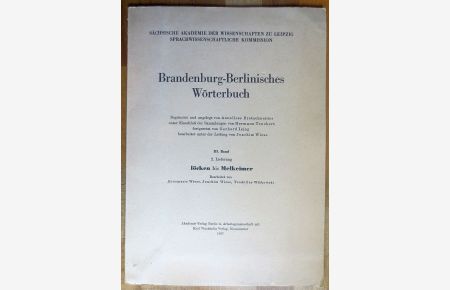 Brandenburg-Berlinisches Wörterbuch ; III. Band, 2. Lieferung, löcken bis Melkeimer