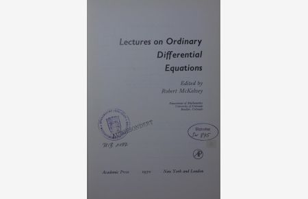 Lectures on ordinary differential equations.