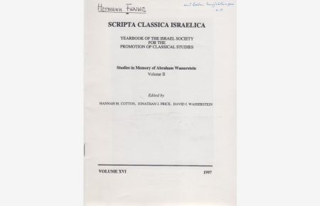 Dulce et decorum. [Aus: Scripta Classica Israelica (SCI), vol. 16, 1997].   - Studies in Memory of Abraham Wasserstein, vol. 2. / Yearbook of the Israel Society for the Promotion of Classical Studies.