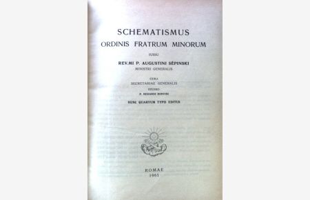 Schematismus Ordinis Fratrum Minorum;