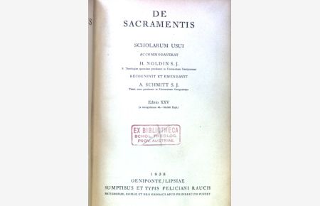 De Sacramentis. Scholarum Usui;  - Summa Theologiae Moralis. Iuxta Codicem Iuris Canonici; 3;
