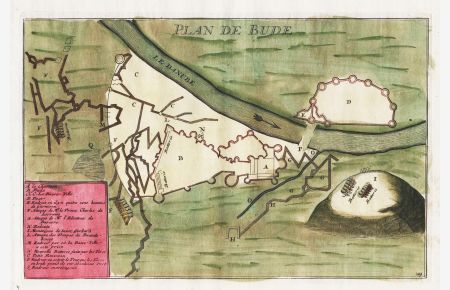 Plan de Bude.  - Budapest Donau Danube Ungarn Hungary gravure map Karte