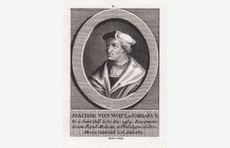 Joachim von Watt, ou Vadianus - Joachim Vadian (1484-1551) Humanist Mediziner St. Gallen Portrait