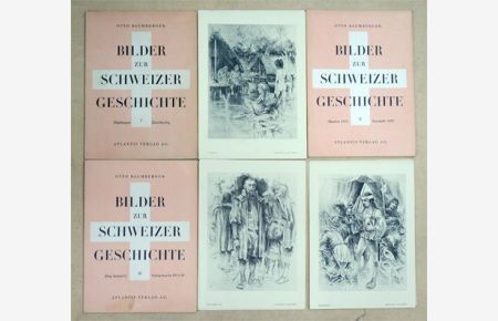 Bilder zur Schweizer Geschichte 3 Mappen. Mappe I: Pfahlbauer - Zürichkrieg; Mappe II: Murten 1476 - Esclade 1602; Mappe III: Jörg Jenatsch - Grenzwacht 1914/18.