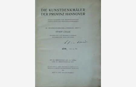 Die Kunstdenkmäler der Provinz Hannover, III. Regierungsbezirk Lüneburg, Heft 5: Stadt Celle