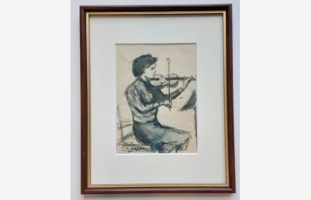 Musikerin / Violinistin - (Tuschzeichnung / 1951, signiert)