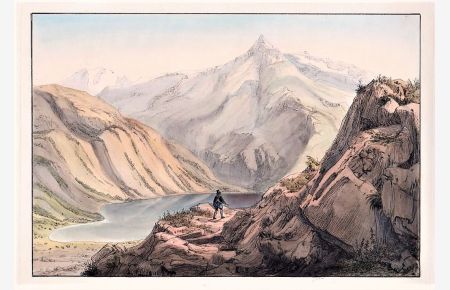 Der Pockhart See (Nahe Badgastein). Kolorierte Umrissradierung nach Carl Viehbeck, um 1821.