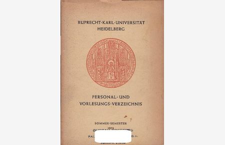 Ruprecht-Karl-Universität Heidelberg : Personal- und Vorlesungs-Verzeichnis. Sommer-Semester 1959