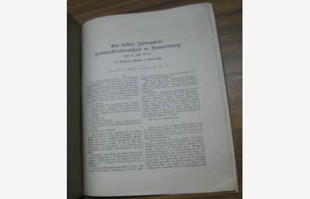 Ein halbes Jahrtausend Hohenzollernherrschaft in Brandenburg. - Sonderdruck aus der zeitschrift ' Der deutsche Herold ' 1911, Nr. 8.