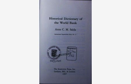 Historical dictionary of the World Bank.