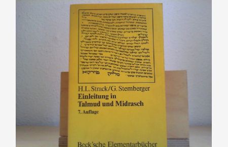 Einleitung in Talmud und Midrasch.   - Hermann L. Strack ; Günter Stemberger / Beck'sche Elementarbücher