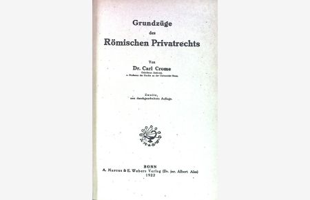 Grundzüge des römischen Privatrechts.