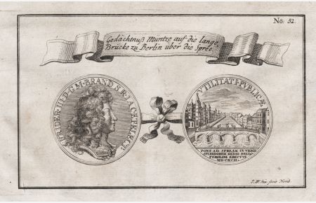 Gedächtnuß Müntze auf die lange Brücke zu Berlin über die Spree - Berlin Friedrich I. Preußen Münze Medaille Numismatik numismatics