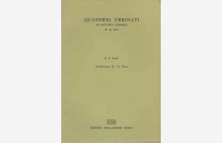 Archilochus Fr. 42 West. [From: Quaderni urbinati di cultura classica, N. 22, 1976].