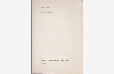 Eels in Archilochus. [From: Quaderni urbinati di Cultura Classica, N. 16, 1973].