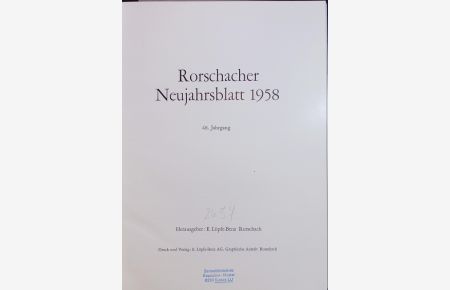 Rorschacher Neujahrsblatt 1958. 48. Jahrgang.