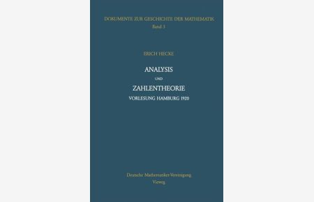 Analysis und Zahlentheorie  - Vorlesung Hamburg 1920