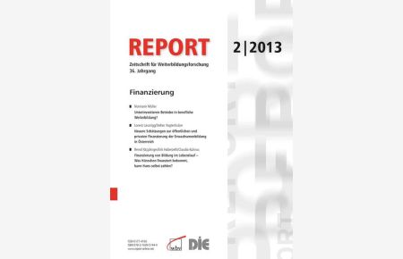 REPORT 02/2013 - Finanzierung  - Zeitschrift für Weiterbildungsforschung