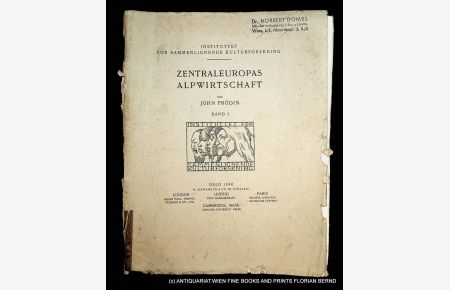 Zentraleuropas Alpwirtschaft. 1. Band (=Instituttet for Sammenlignende Kulturforskning. Serie B, Skrifter ; 38, 1)