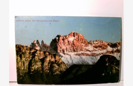 Der Rosengarten vom Ritten. Südtirol. Italien. Alte Ansichtskarte / Postkarte farbig gel. 1910. Panoramablick auf Gebirgsmassive u. Umland.