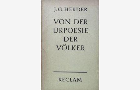 Von der Urpoesie der Völker.   - Reclams Universal-Bibliothek ; Nr. 7794