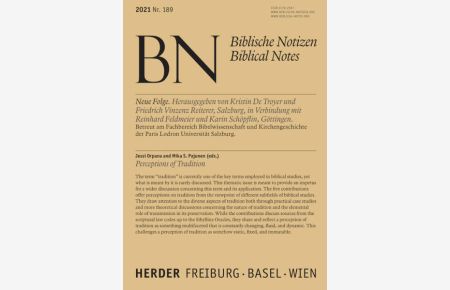 Perceptions of Tradition. Biblische Notizen. Band 189.