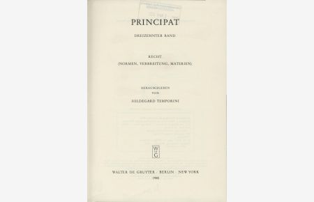 Principat  - Recht (Normen, Verbreitung, Materien)