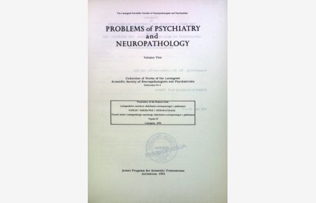 Problems of Psychiatry and Neuropathology: Vol. 2