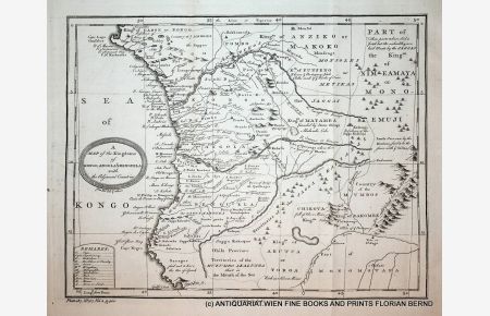 AFRICA, CONGO MAP 1753 Title: A MAP of the the Kingdoms of Kongo, Angola & Benguela with th Adjacent Countries [Map out oft the book: The universal traveller by Thomas Salmon 2nd Vol. London 1753]