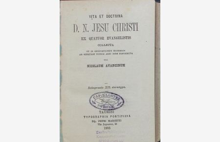 Vita et Doctrina D. N. Jesu Christi ex quatuor Evangelistis collecta.
