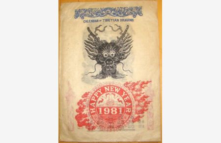 Calendar of Tibetian [!] Dragons 1981. Happy New Year. Gedruckt auf Reispapier.