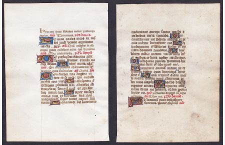 15th century manuscript leaf on vellum / Pergament-Blatt einer Handschrift aus dem 15. Jahrhundert / Feuillet manuscrit du XVe siècle sur vélin.