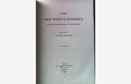 Codex pro postulatoribus causarum beatificationis et canonizationis.