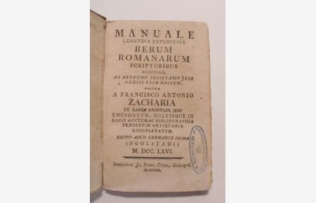 Manuale Legendis Expeditius Rerum Romanarum Scriptoribus Perutile.