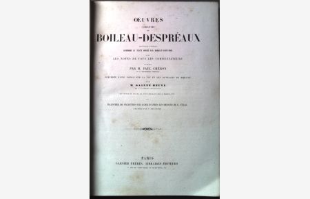 Oeuvres completes de Boileau-Despreaux.