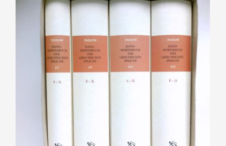 Handwörterbuch der griechischen Sprache.   - 4 Bände im Schuber. Neu bearb. und zeitgemäß umgestaltet von Val. Chr. Fr. Rost ...