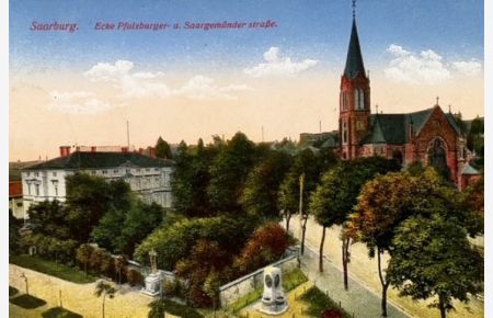 Saarburg - Ecke Pfalzburger u. Saargemünder Straße.   - Photochrome-Ansichtskarte nach Fotografie.