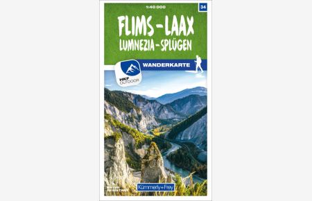 Flims - Laax Lumnezia - Splügen Nr. 34 Wanderkarte 1:40 000: Matt laminiert, free Download mit HKF Outdoor App (Kümmerly+Frey Wanderkarten)