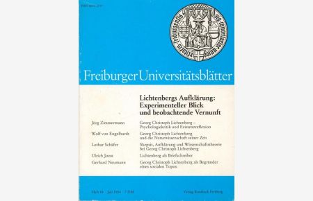 Lichtenbergs Aufklärung: Experimenteller Blick und beobachtende Vernunft;